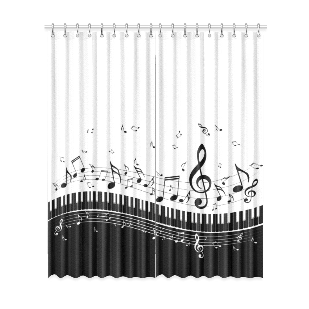 Musical Notes And Piano Window Curtains