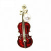 Pearl Red Violin Brooch