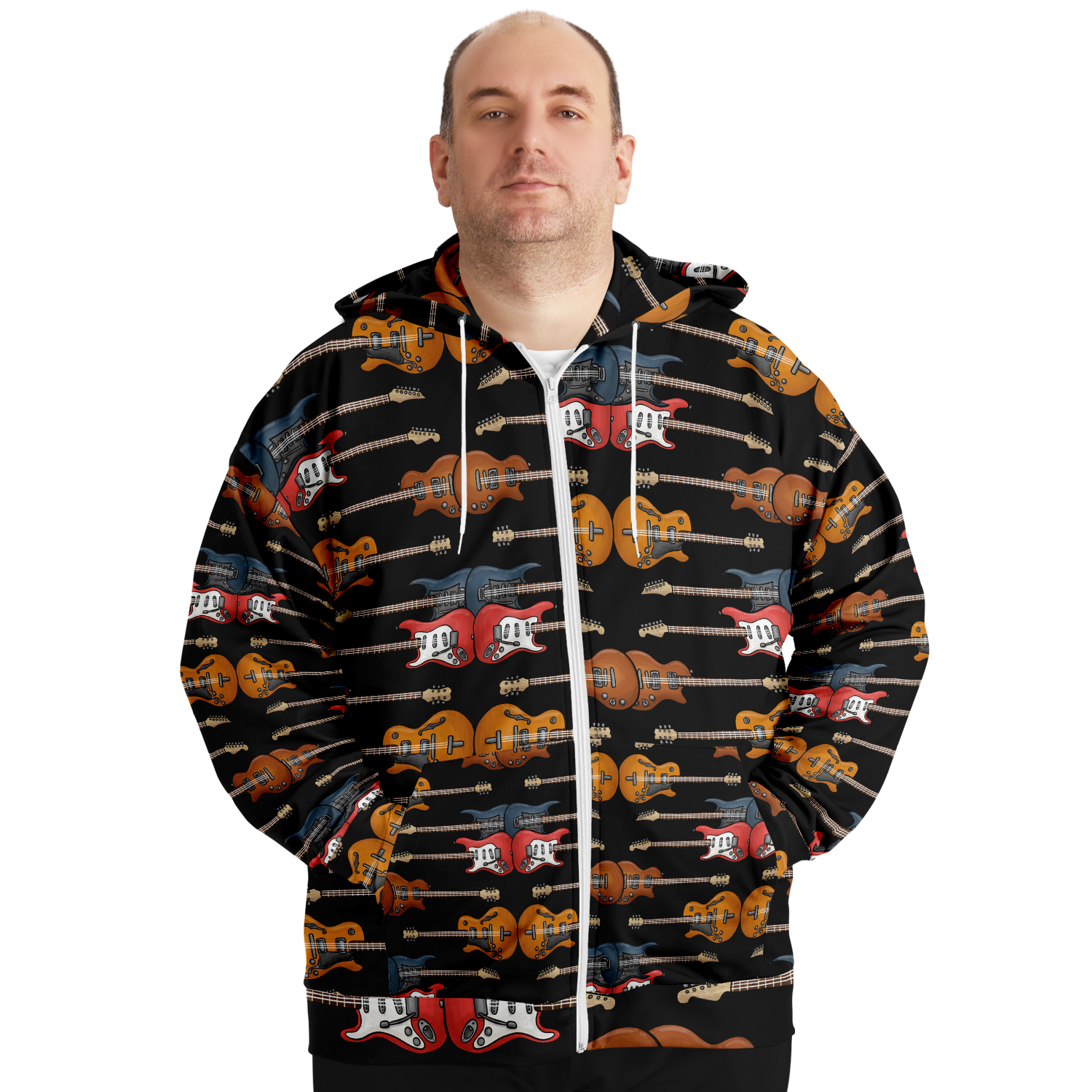 Electric Guitar Plus-Size Zip Hoodie