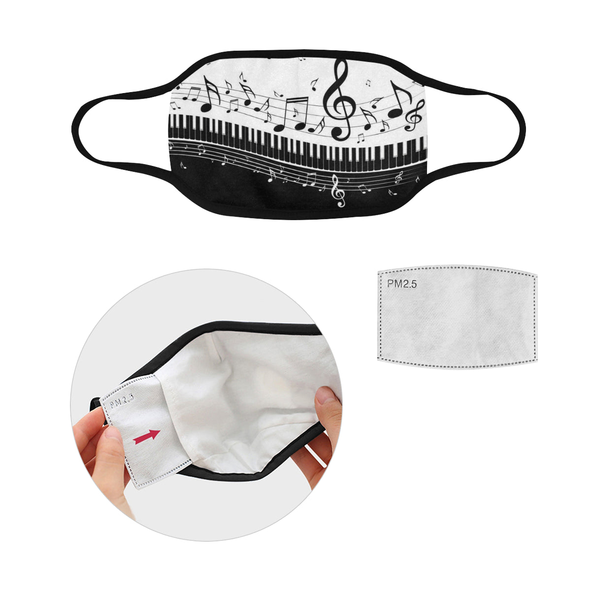 Piano Keys and Music Notes Mask