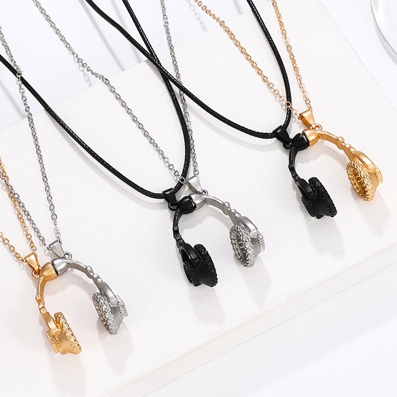 2Pcs Headset Couple Necklace