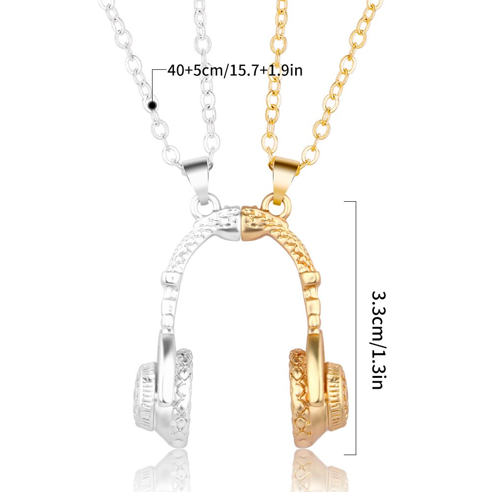 2Pcs Headset Couple Necklace