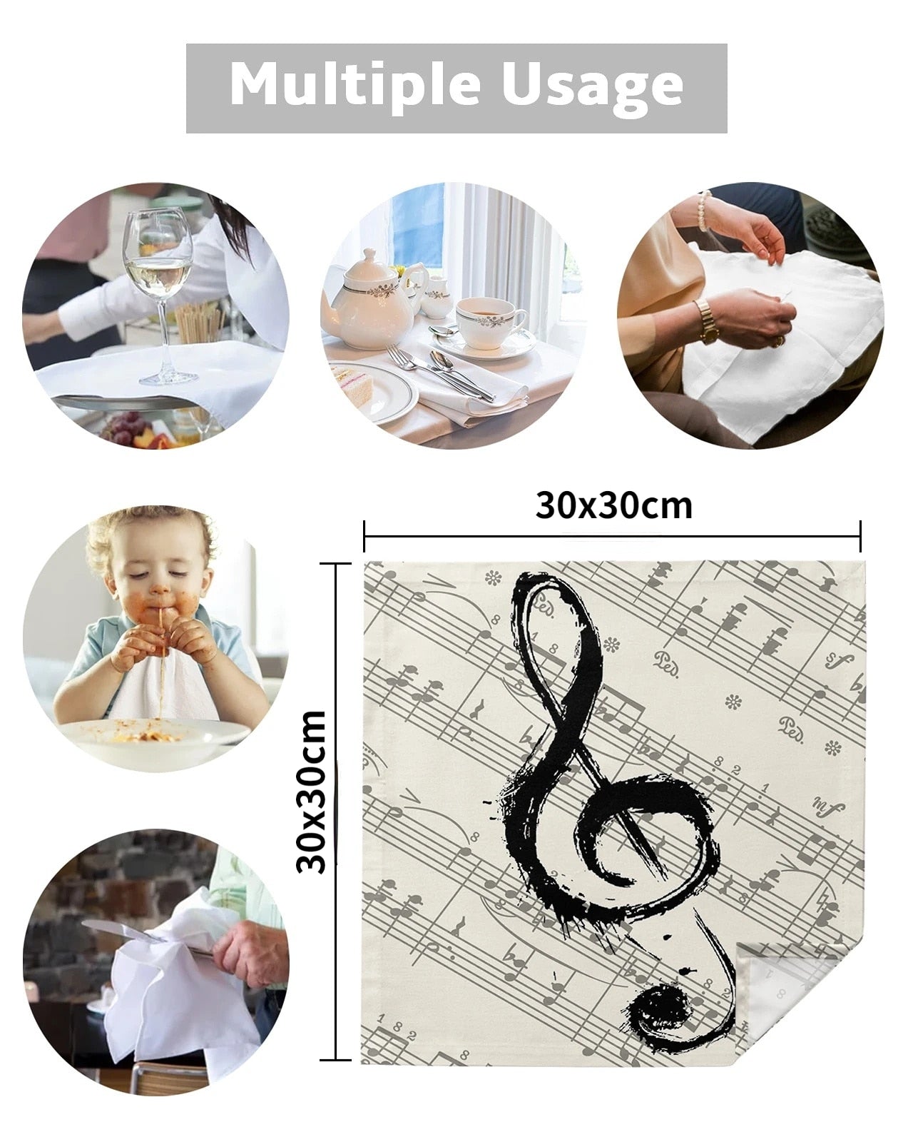 2pcs/lot Music Notes Napkins