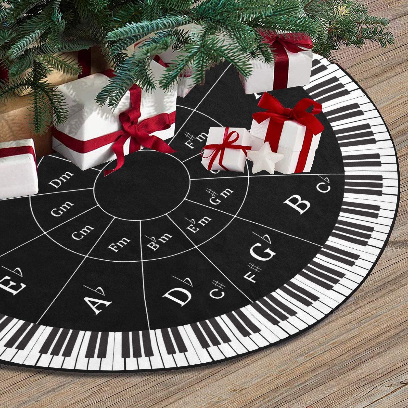 Piano Keys Circle Christmas Tree Skirt