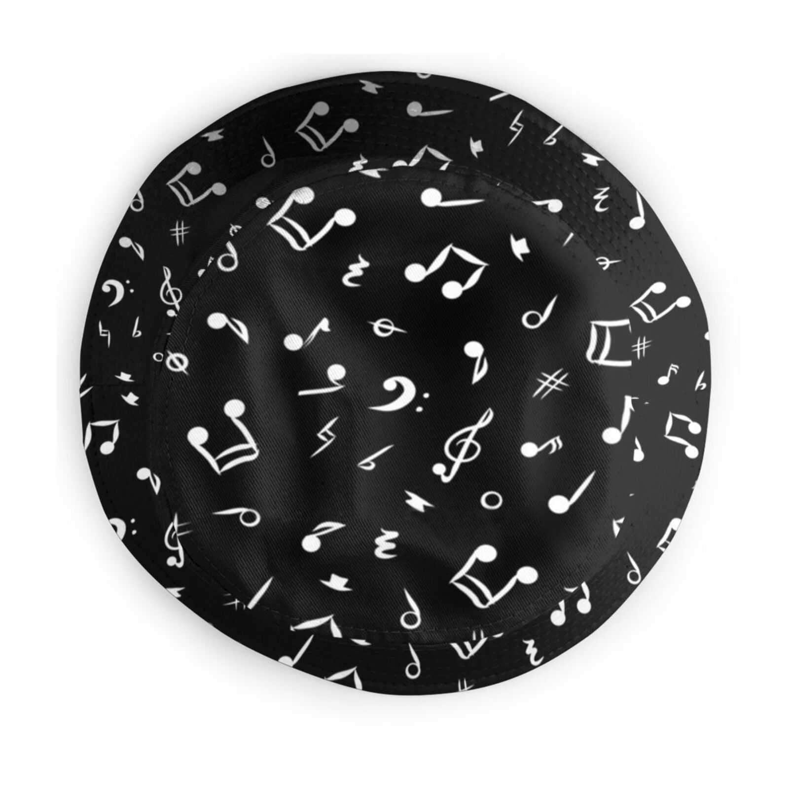 Music Notes Black Bucket Hat