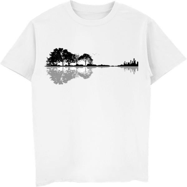 Tree Silhouette Guitar Shape T-shirt