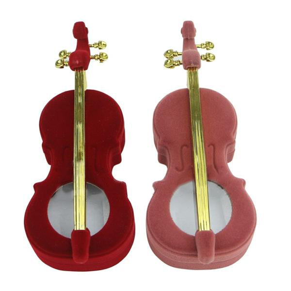 Velvet Violin Shape Jewelry Box
