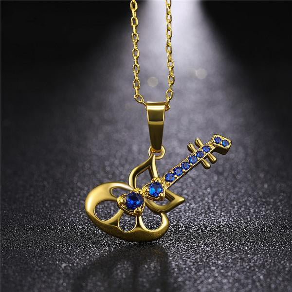 Shinning Crystal Guitar Necklace