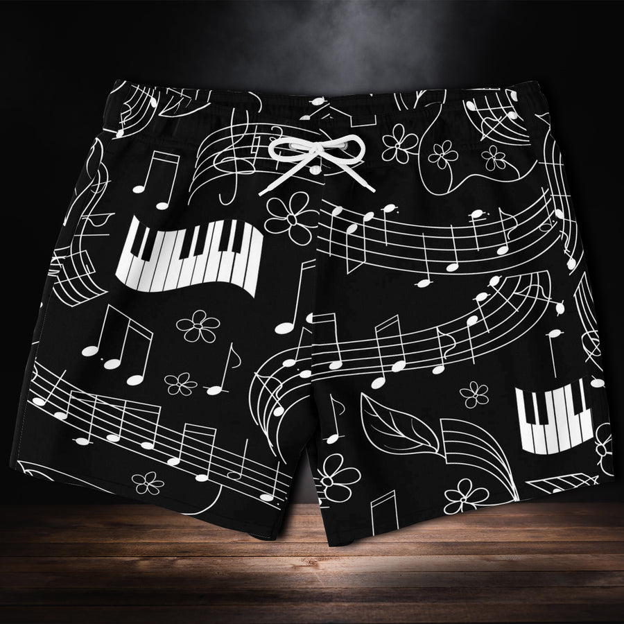 Music Notes Black Shorts
