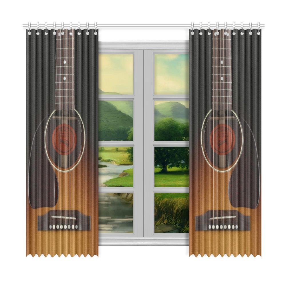 Black Guitar Window Curtains