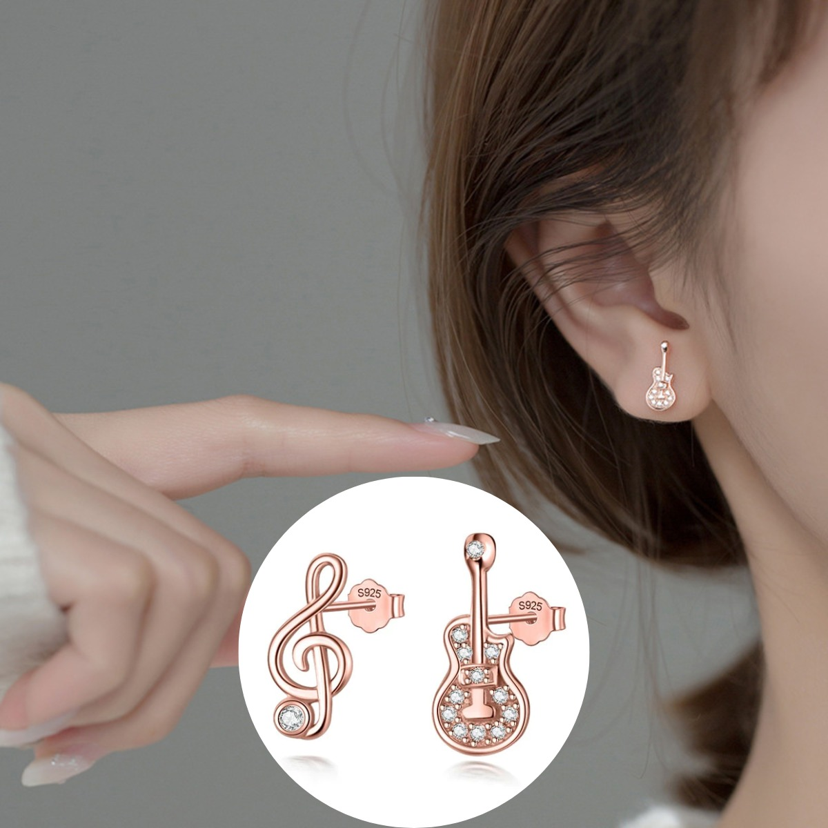 Guitar Music Note Stud Earrings