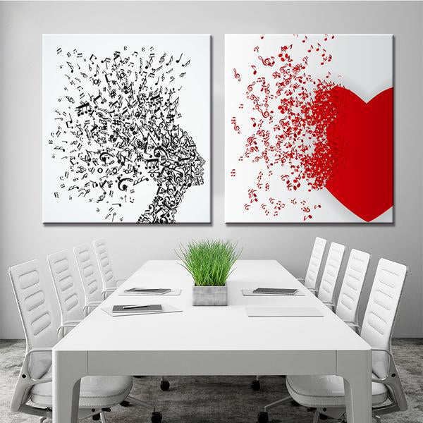 Love Abstract Music Note Canvas Art Set