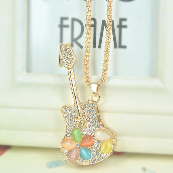 Opal Guitar Flower Necklace