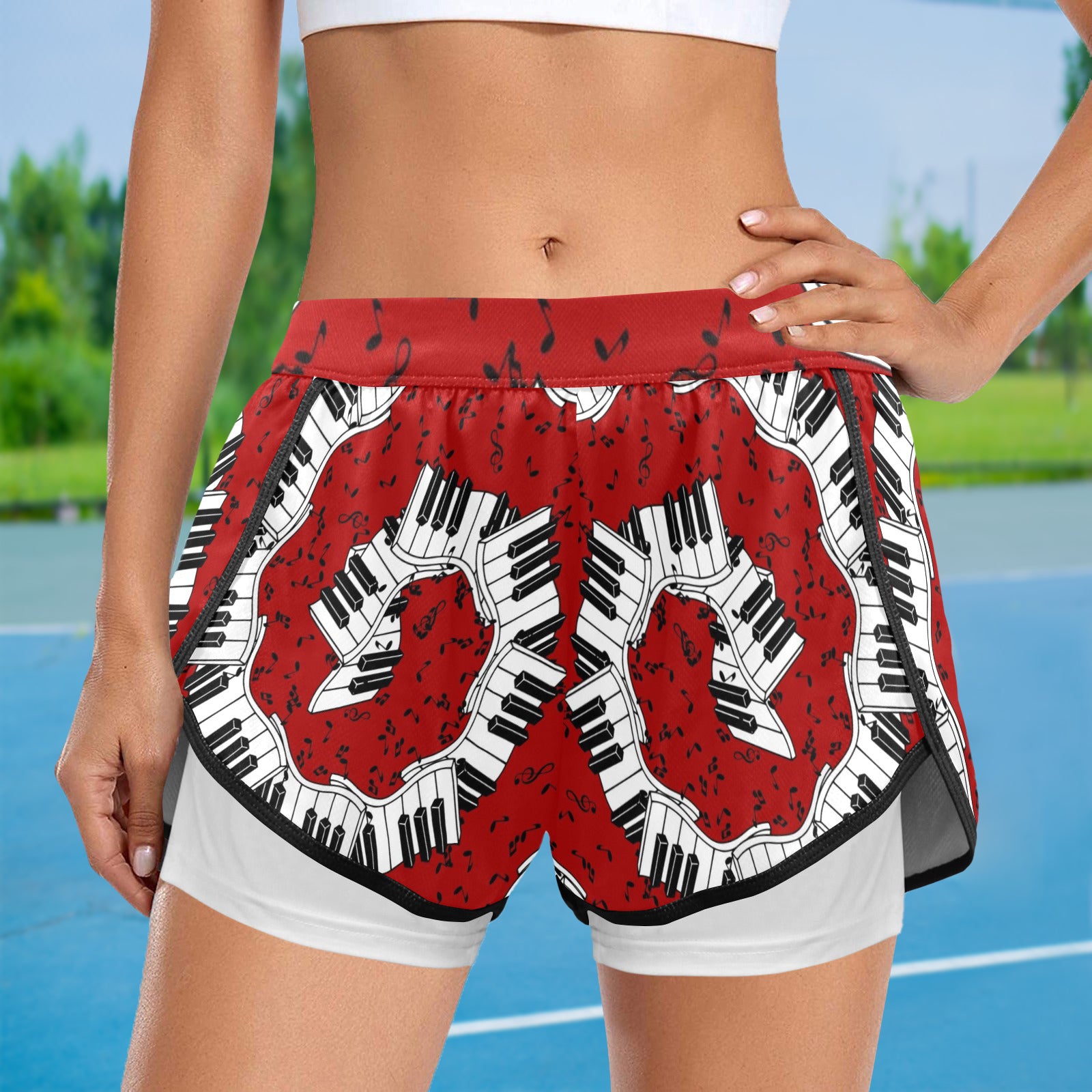 Music Piano Red Sports Shorts