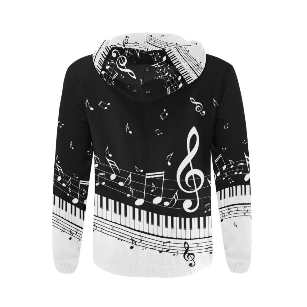 Piano and Music Notes Zip Hoodie