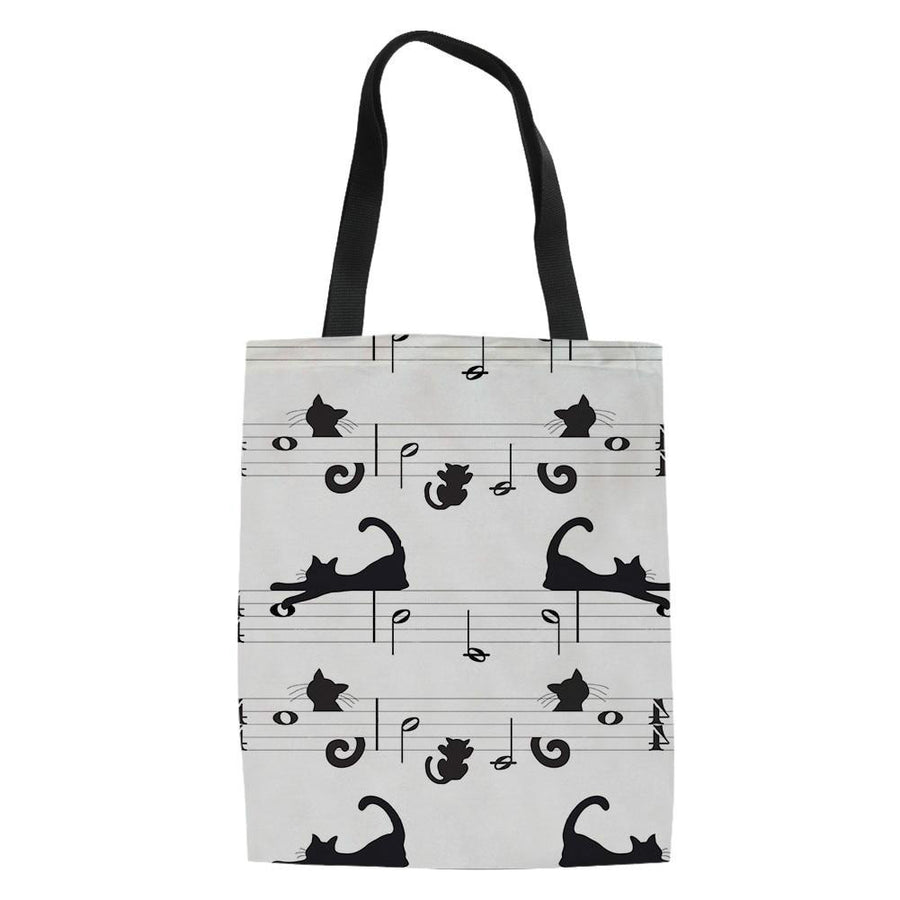 Music Notes Cat Tote Bag
