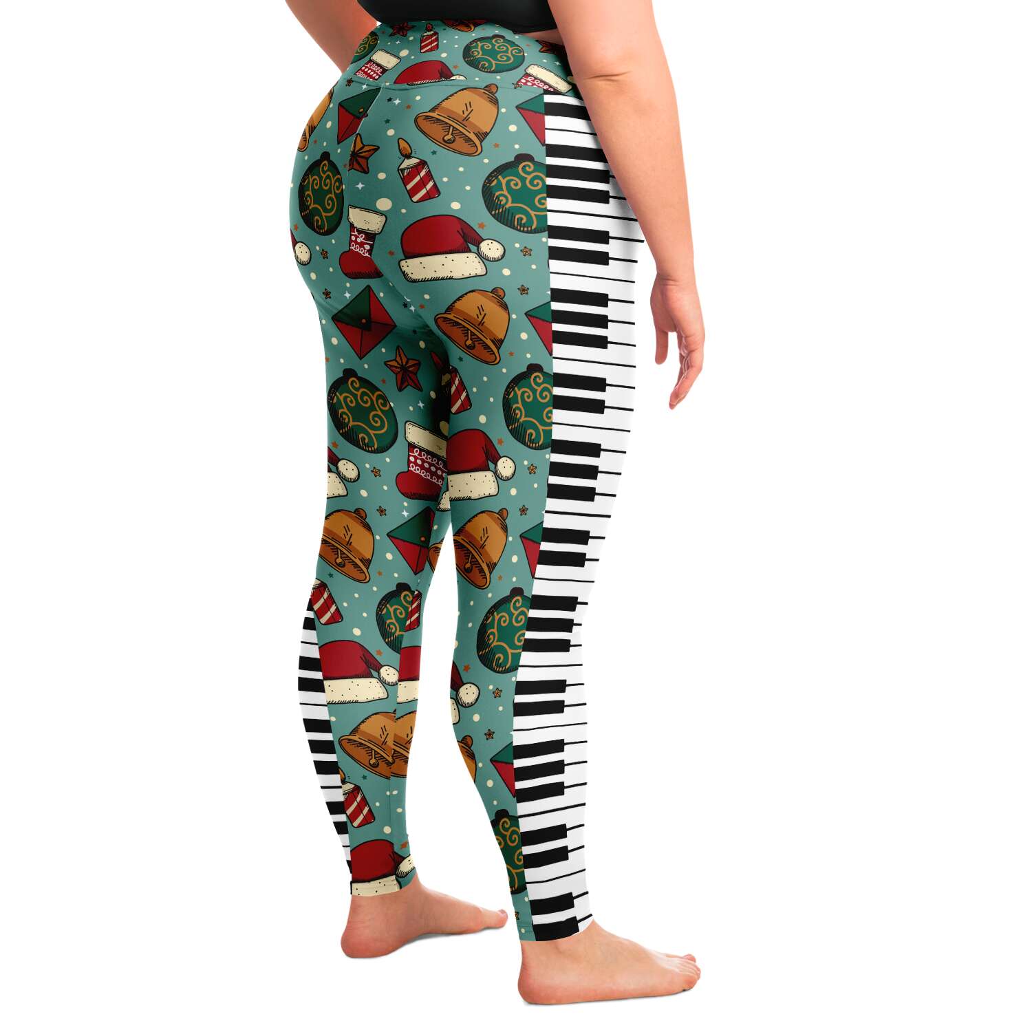 Piano Keys Green Plus Size Leggings