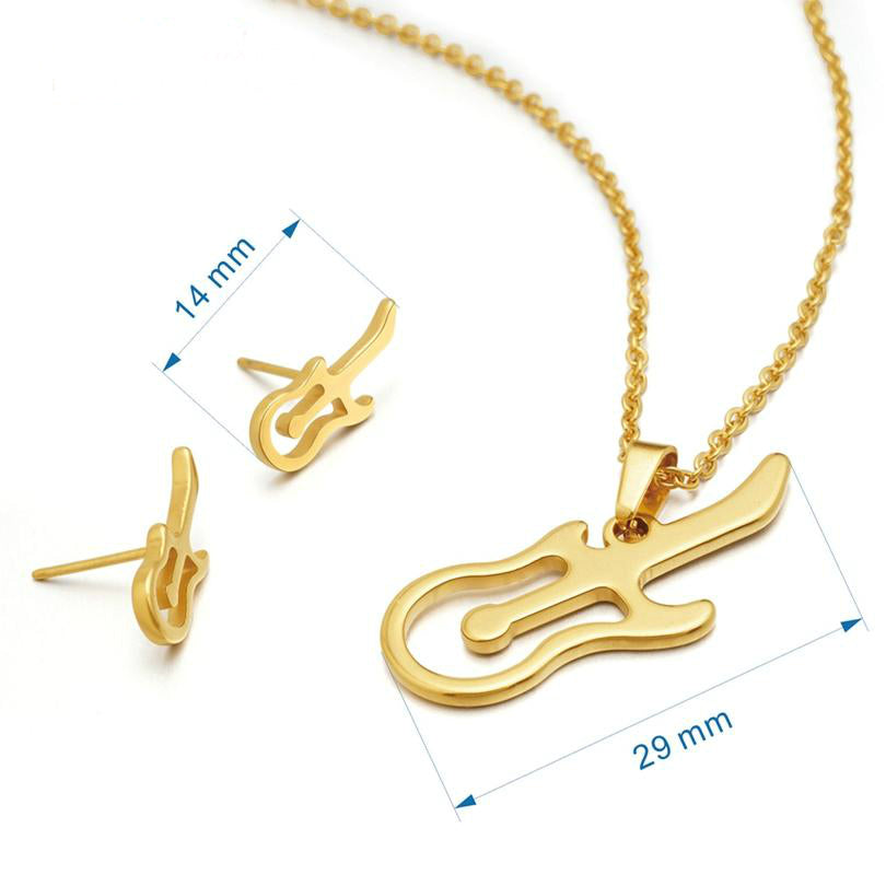 Guitar Necklace & Earrings Jewelry Set