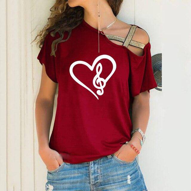 Treble Clef in Heart Cross Bandage T-shirt