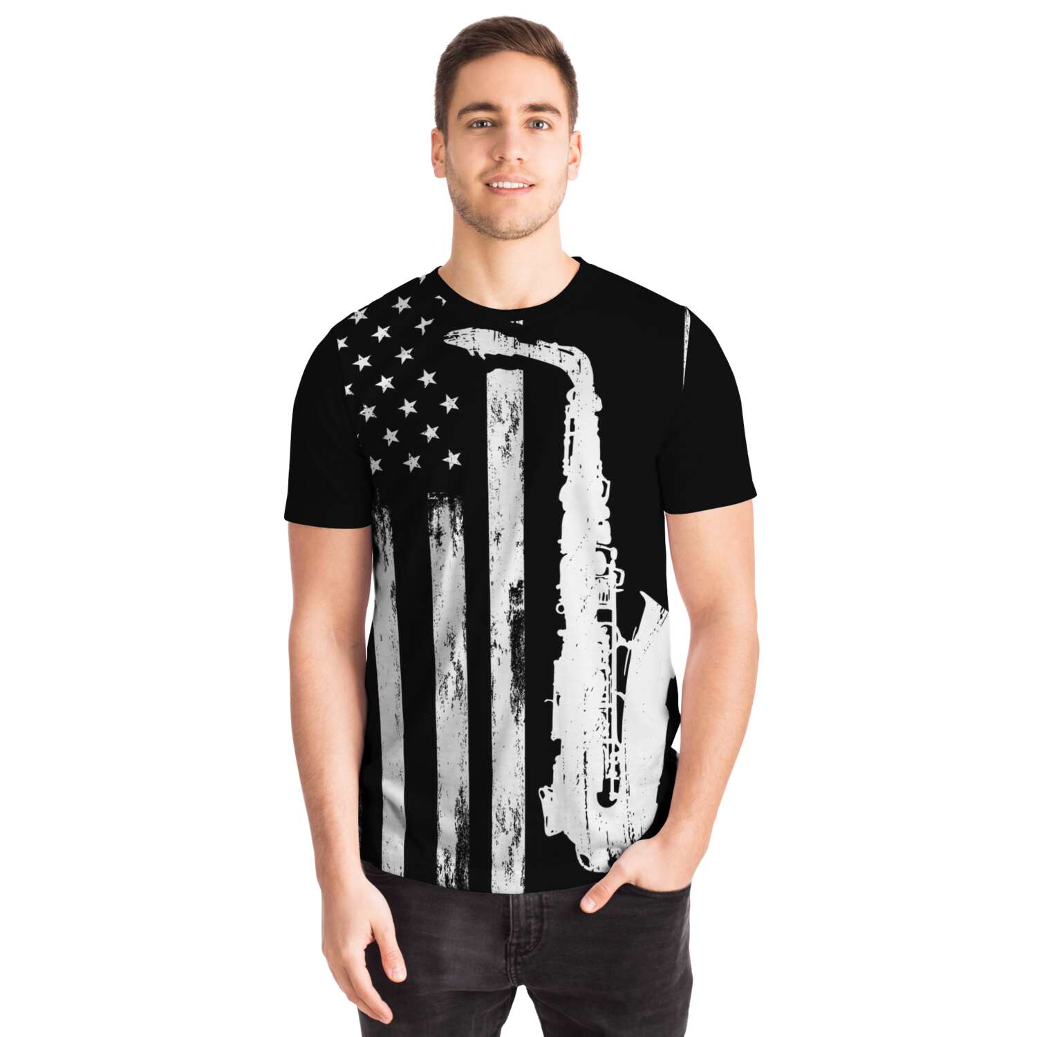 Saxophone American Flag T-Shirt