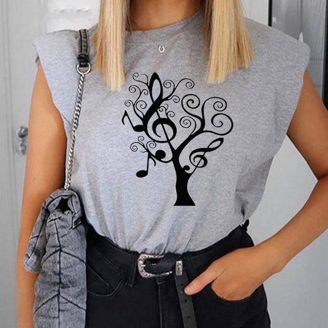 Music Notes Sleeveless Top