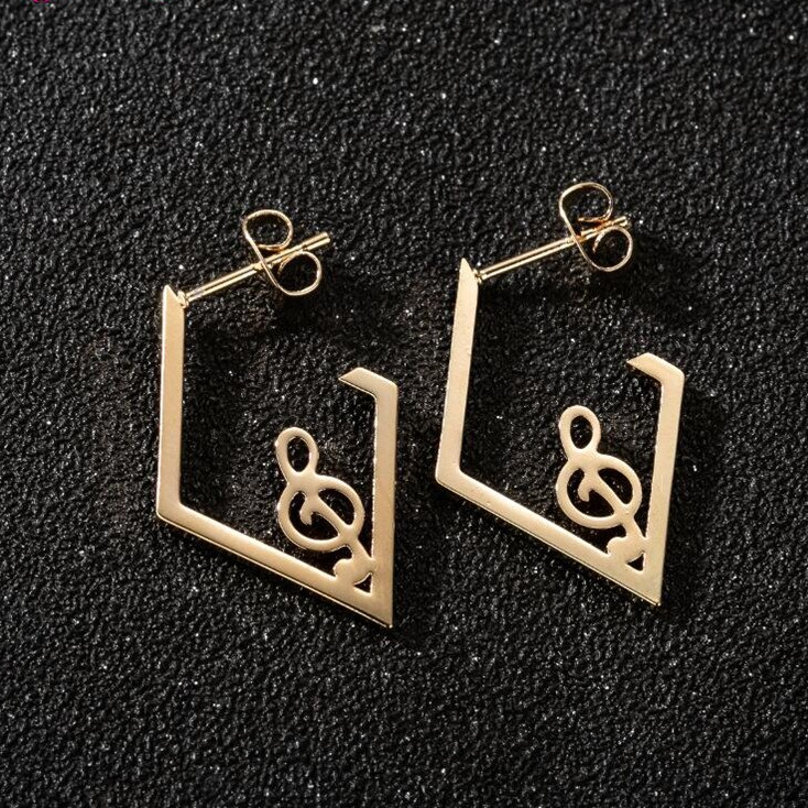 Music Notes Square Stud Earrings