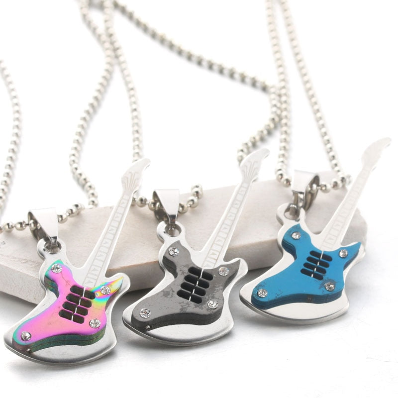 Metal Rock Guitar Necklace