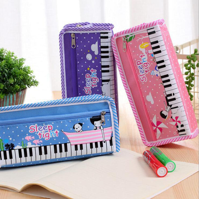Piano Pattern Canvas Pencil Bag