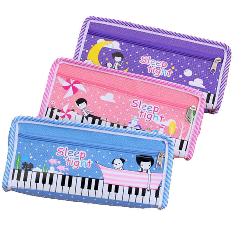 Piano Pattern Canvas Pencil Bag