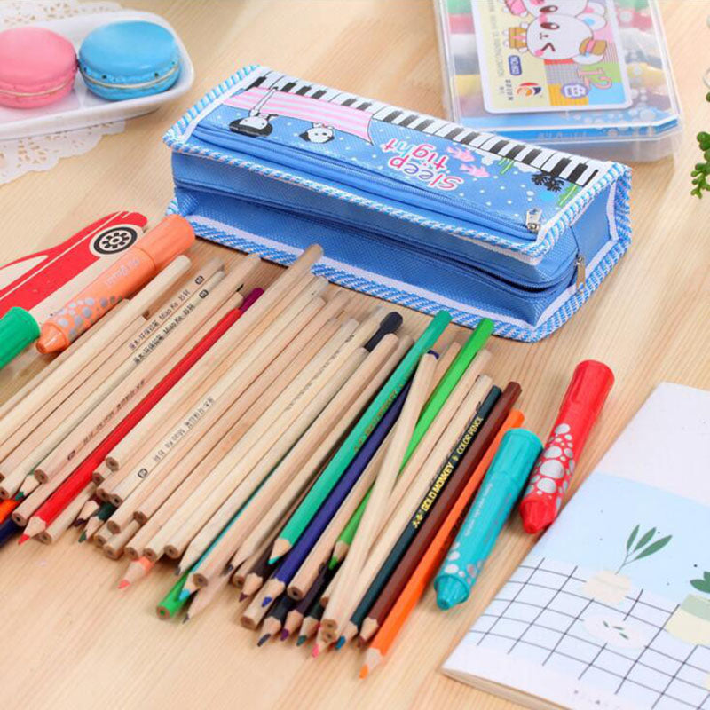 Piano Pattern Canvas Pencil Bag