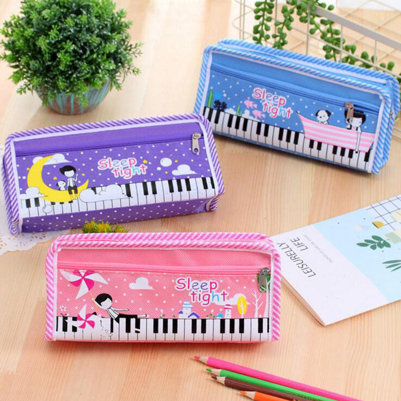 Piano Pattern Canvas Pencil Bag
