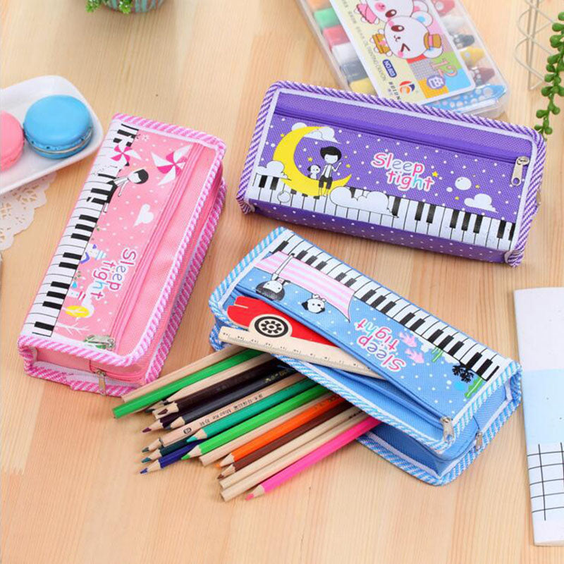 Piano Pattern Canvas Pencil Bag