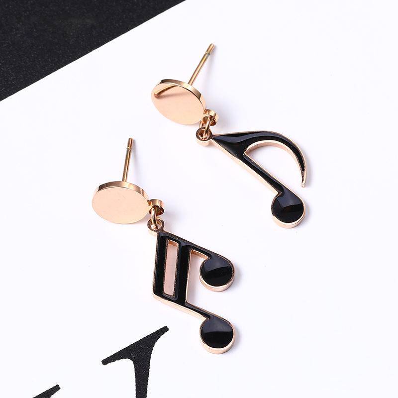 Titanium Steel Music Note Earrings
