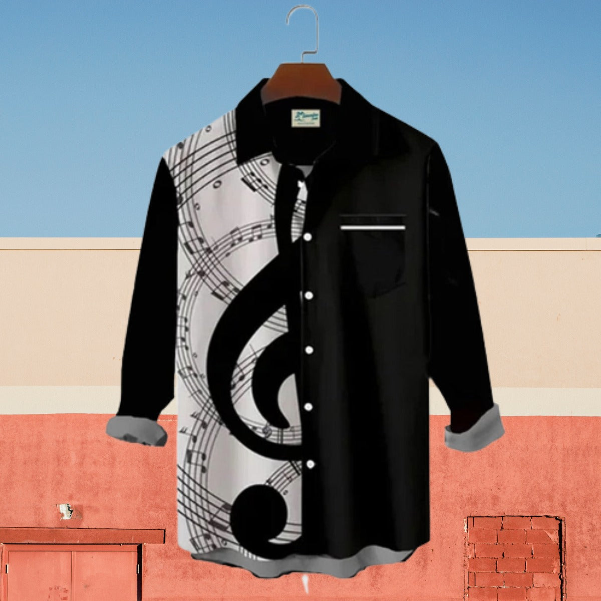 Black Music Note Casual Shirt