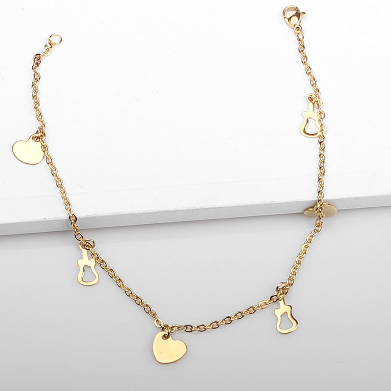 Guitar Heart Charm Chain Anklet - { shop_name }} - Review
