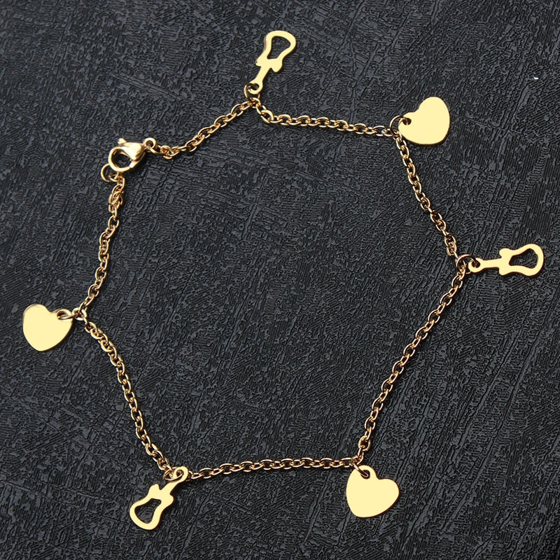 Guitar Heart Charm Chain Anklet - { shop_name }} - Review