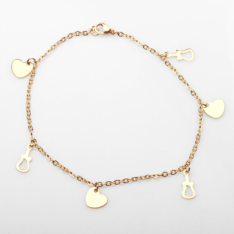 Guitar Heart Charm Chain Anklet - { shop_name }} - Review