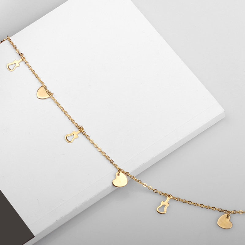 Guitar Heart Charm Chain Anklet - { shop_name }} - Review