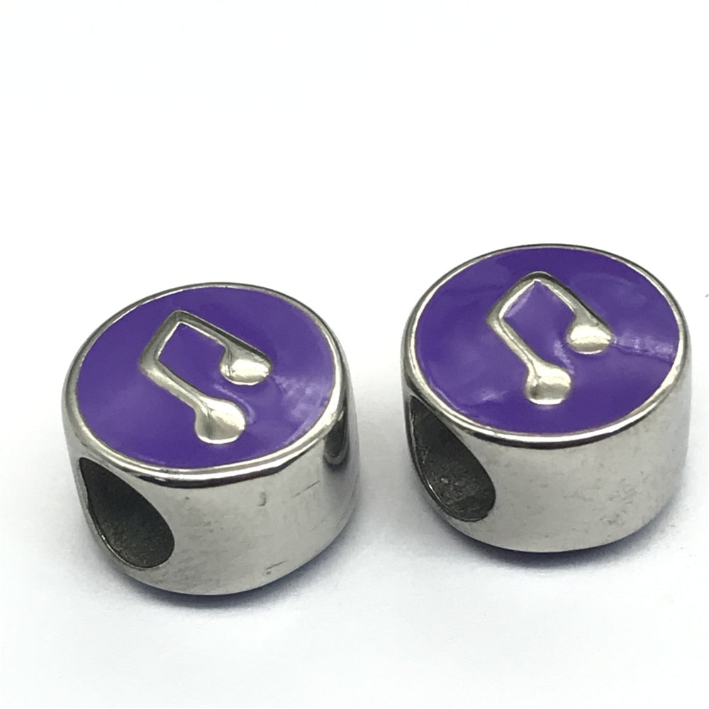 Enamel Purple Music Note Beads Set