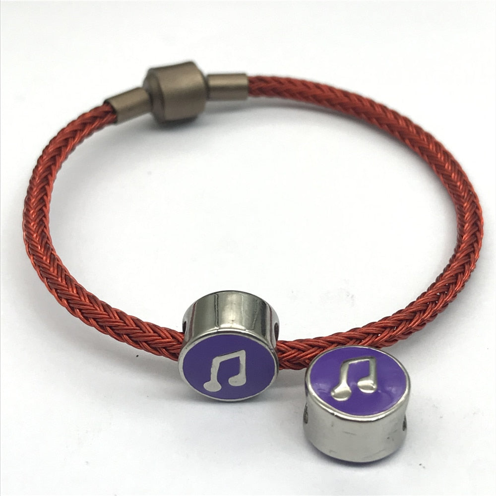 Enamel Purple Music Note Beads Set