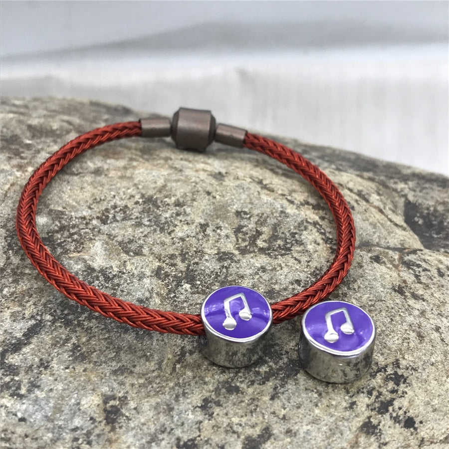 Enamel Purple Music Note Beads Set