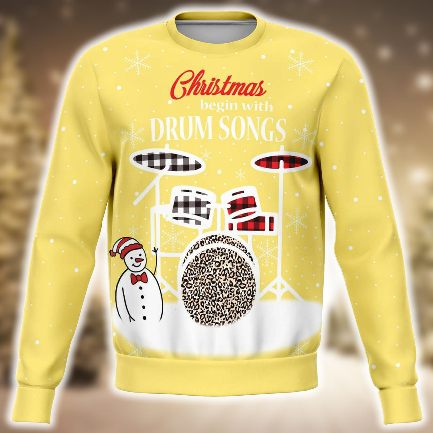 Christmas Begin With Drum Songs Yellow Sweatshirt