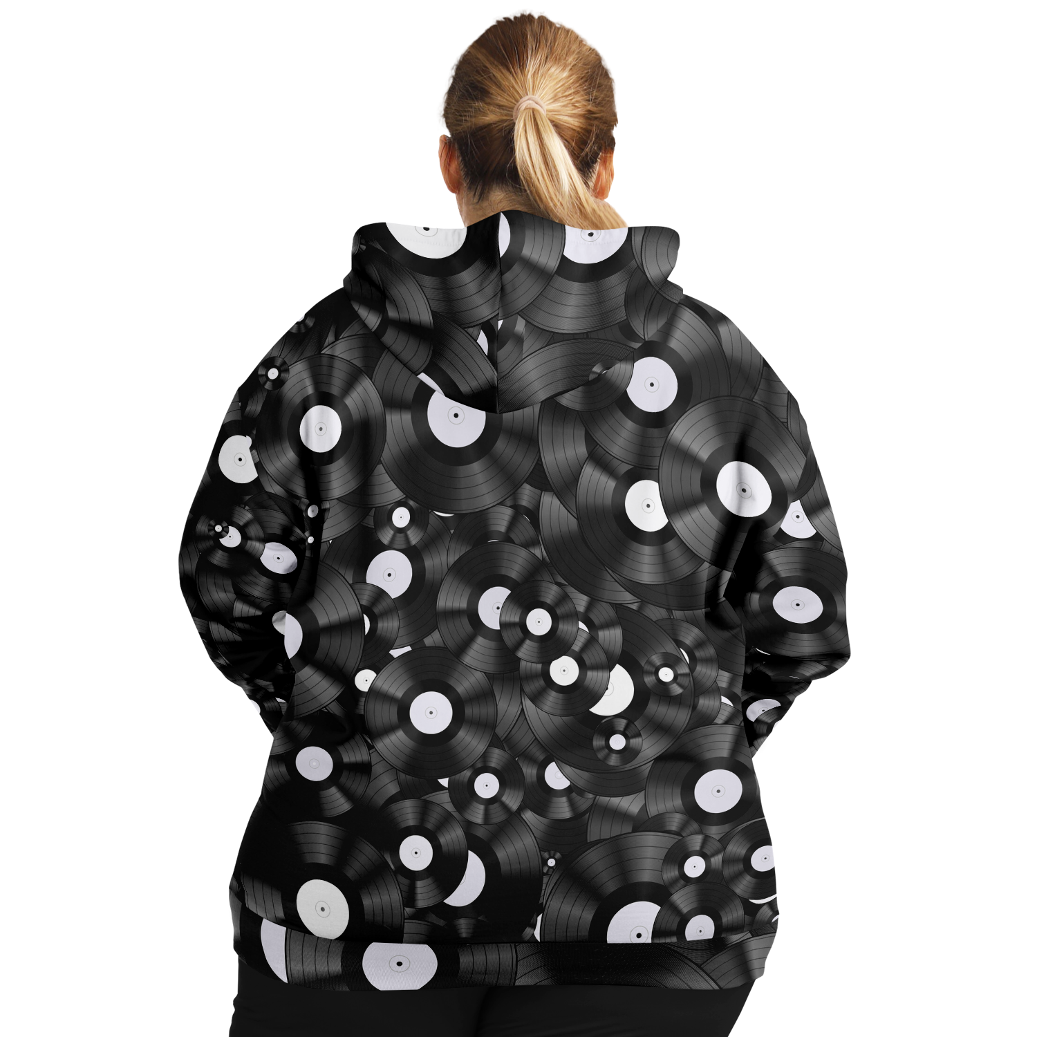 Vinyl Pattern Plus-Size Zip Hoodie
