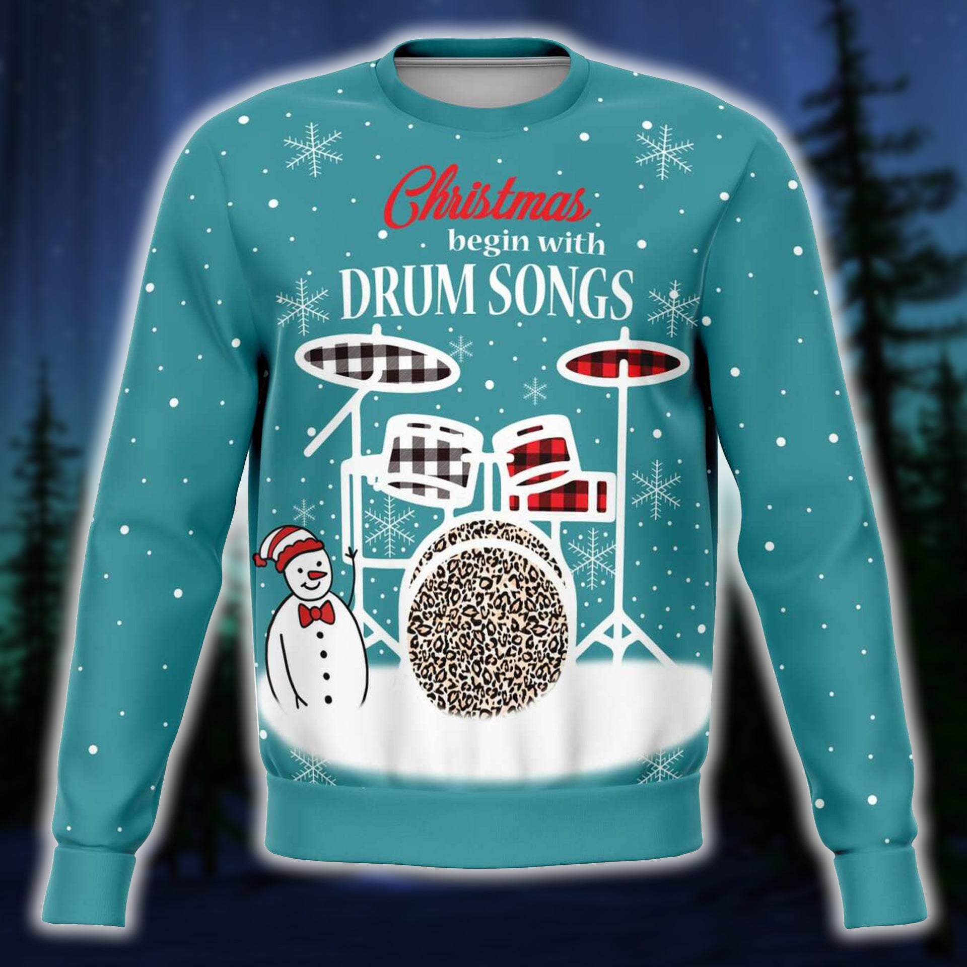 Christmas Begin With Drum Songs Ocean Sweatshirt - XS - { shop_name }} - Review