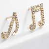 Gold Asymmetry Notes Stud Earrings