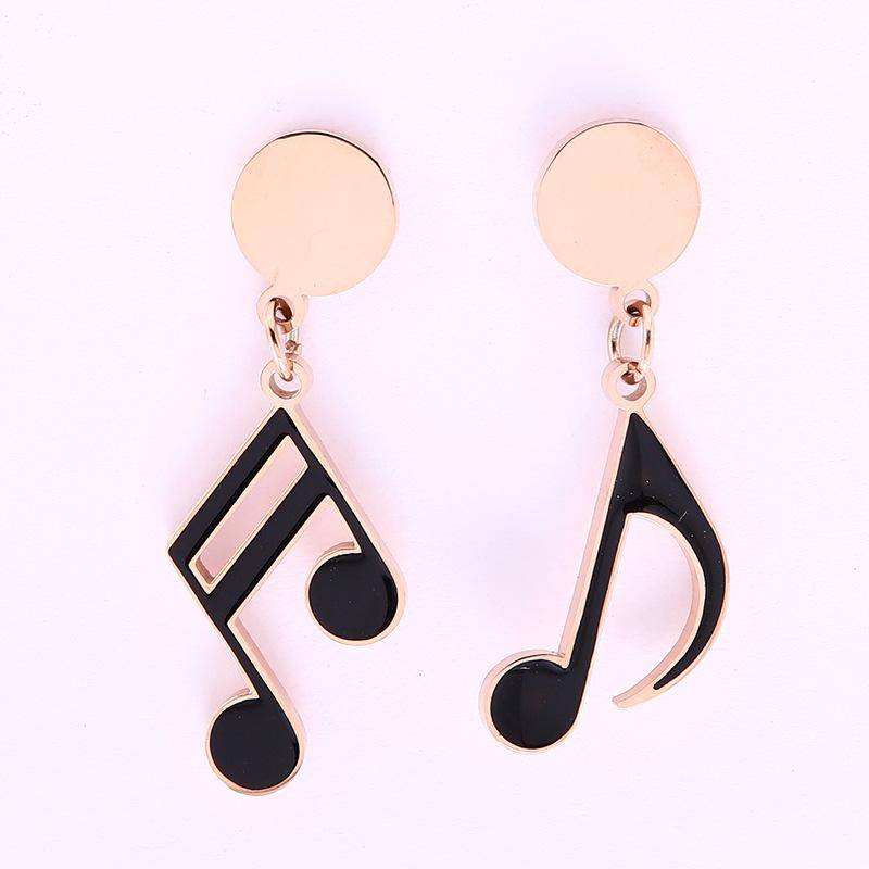 Titanium Steel Music Note Earrings
