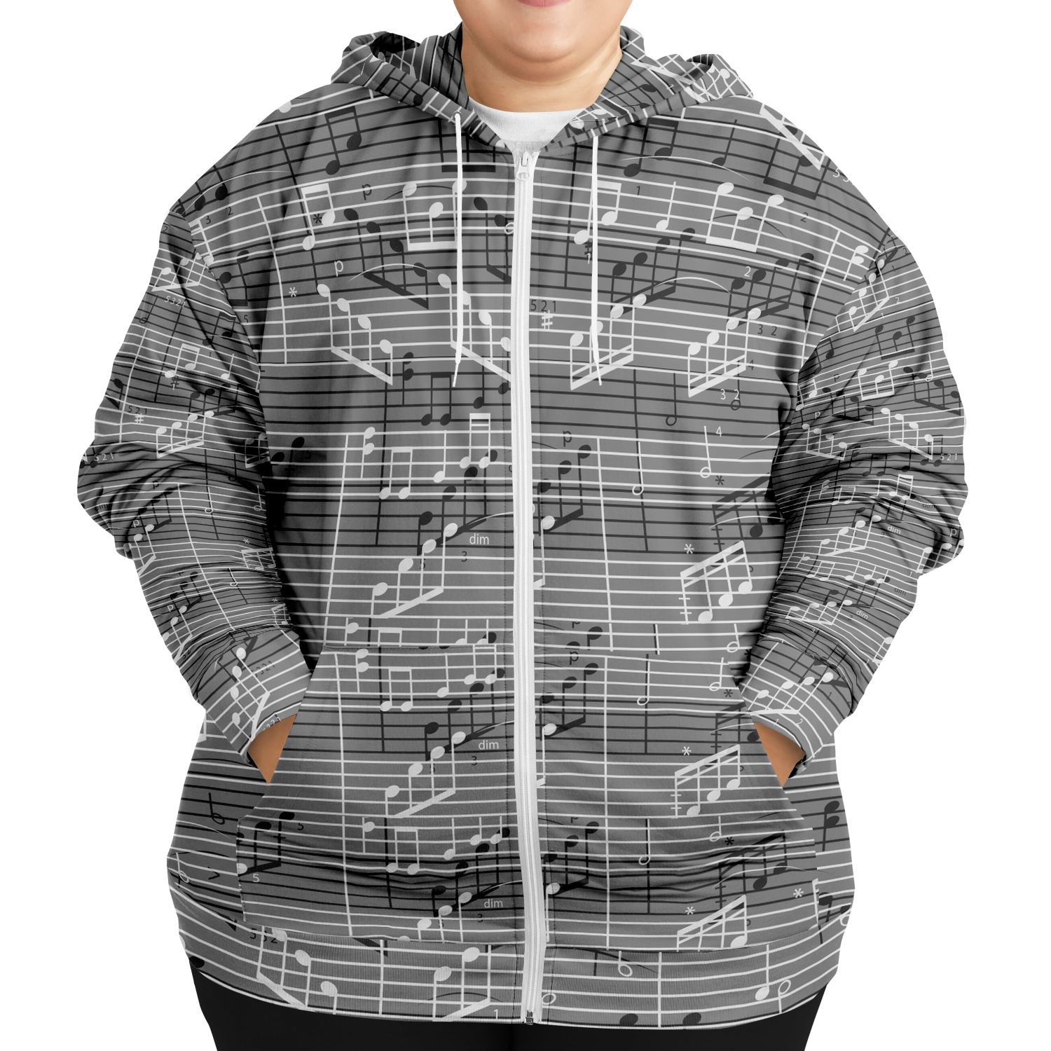 Music Sheet Grey Zip Hoodie