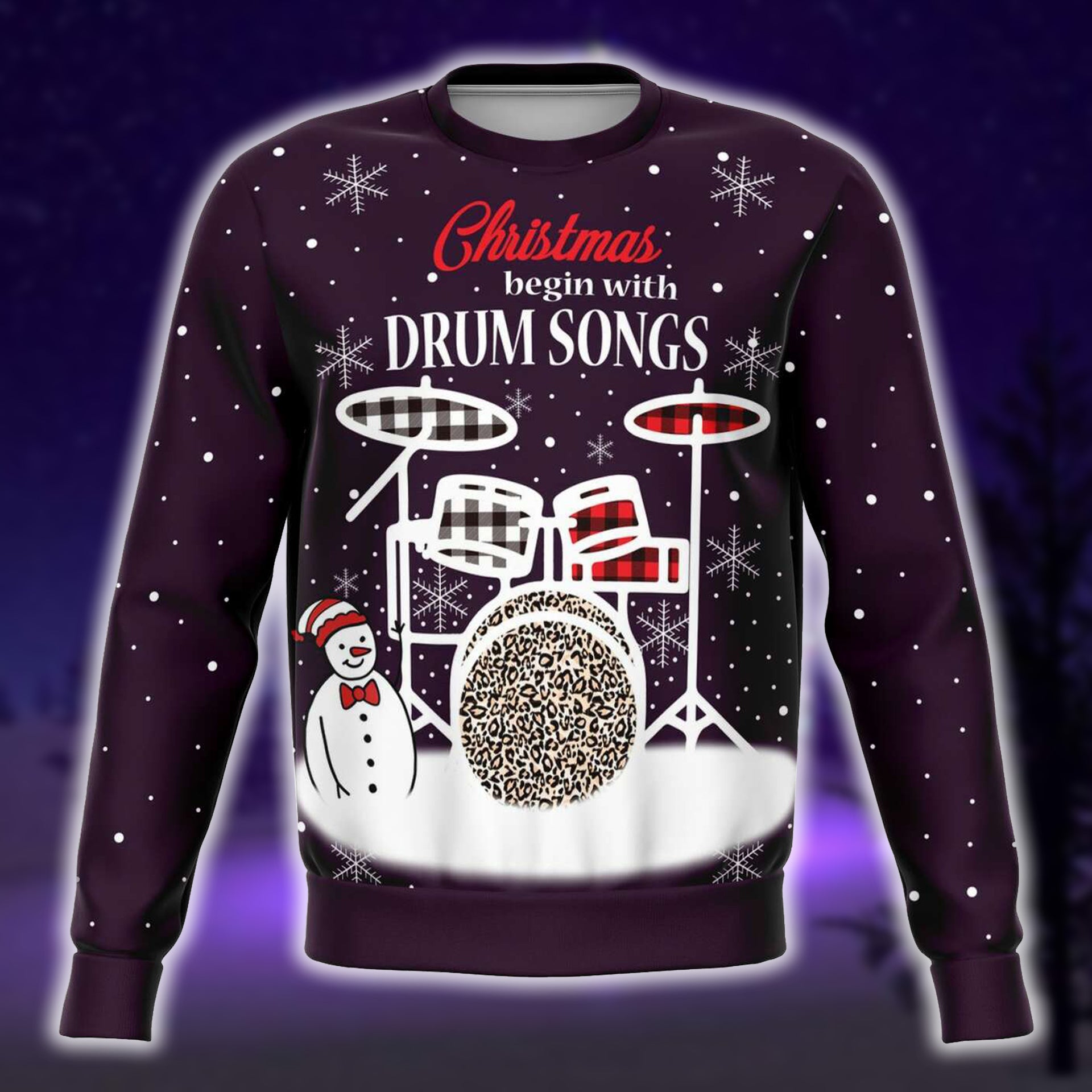 Christmas Begin With Drum Songs Plum Sweatshirt - XS - { shop_name }} - Review