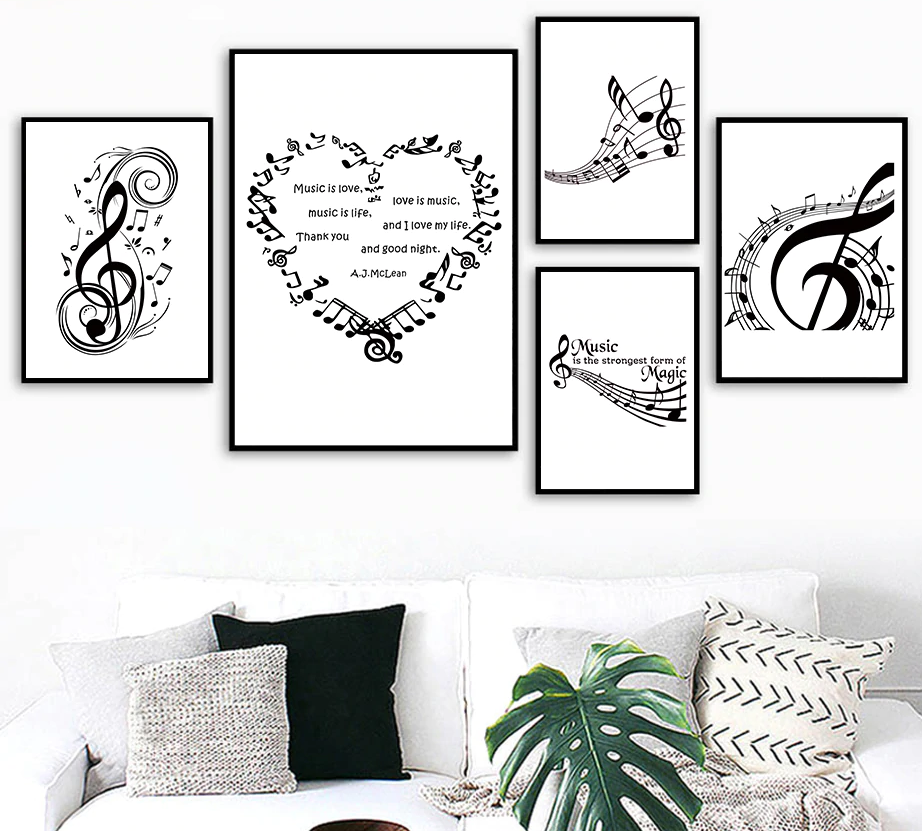 Vinyl Wall Decal Rock I Love Music Abstract Guitar Musical Notes