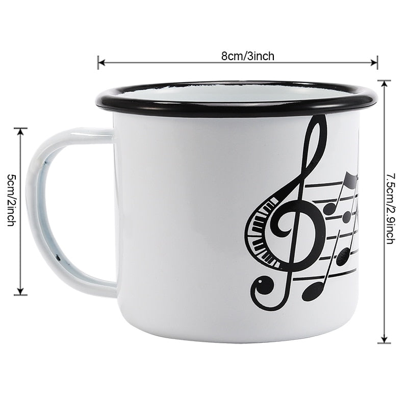 Music Notes Enamel Mug